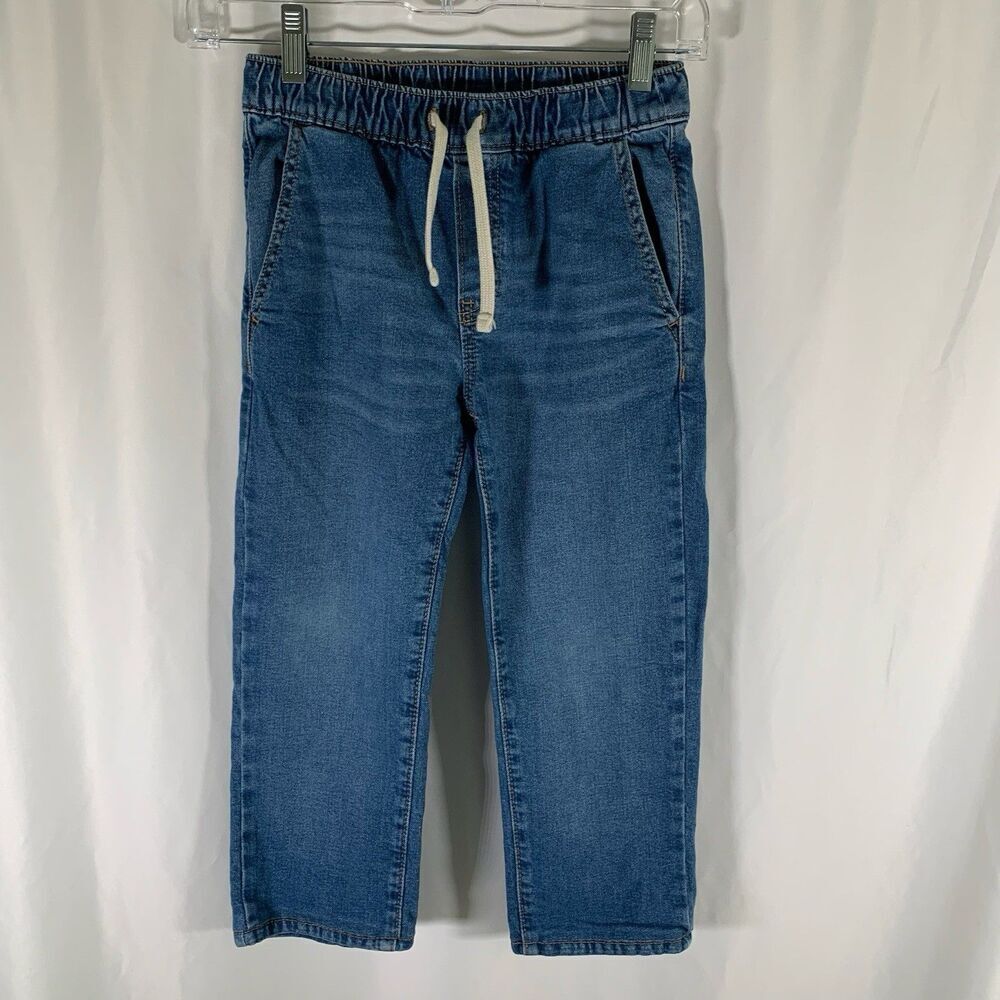 Old Navy Jeans Girls 8 Medium Wash Denim Pull On Drawstring Pockets Cotton Blend